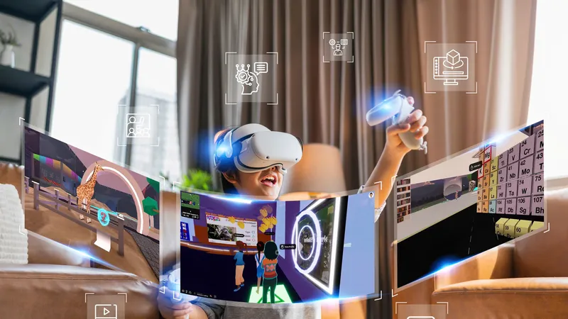 Học sinh thực hành trong tiết học Metaverse 