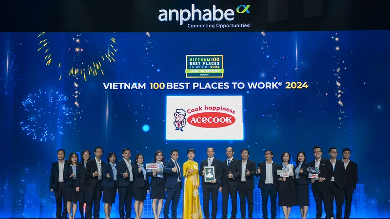 Acecook Việt Nam được vinh danh ở vị trí thứ 7 toàn thị trường trong bảng xếp hạng 100 nơi làm việc tốt nhất Việt Nam 2024
