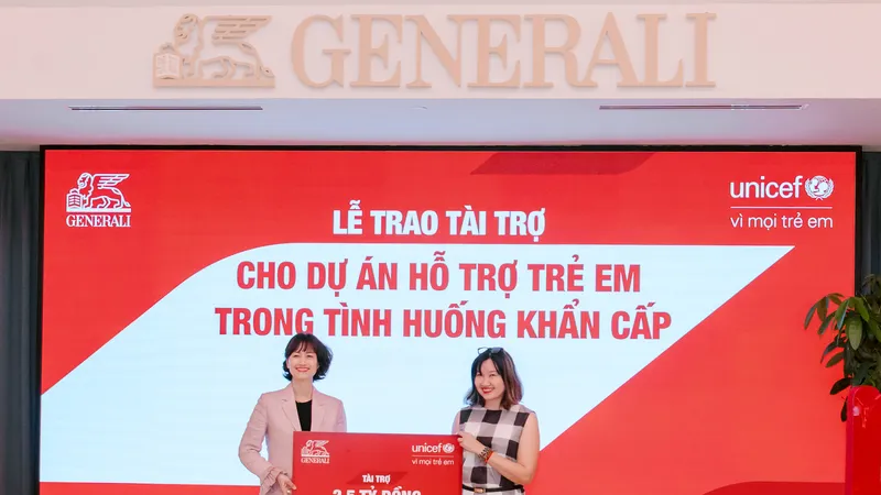 Generali tài trợ 2,5 tỷ đồng cho dự án bảo vệ trẻ em thông qua UNICEF