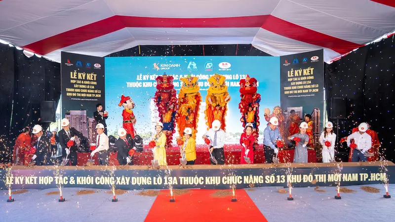 Toàn cảnh nghi thức khởi công xây dựng hệ thống hạ tầng kỹ thuật tại Lô 13A thuộc khu chức năng số 13 khu đô thị mới Nam TPHCM