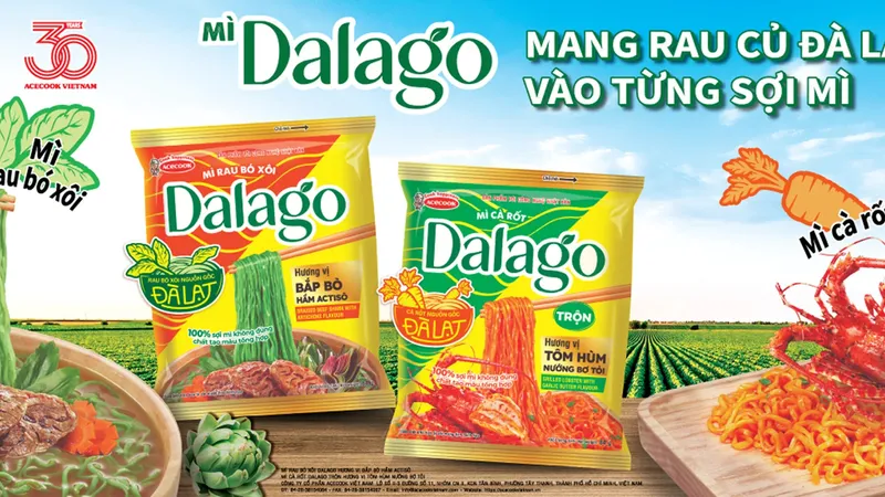 Mì Dalago - Sản phẩm mới của Acecook mang nguyên liệu rau củ vào sợi mì