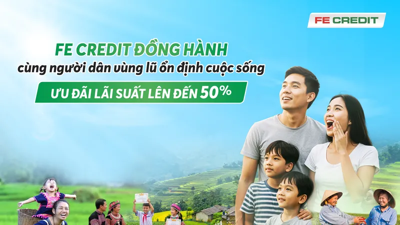 FE CREDIT kỳ vọng gói tín dụng lãi suất ưu đãi sẽ giúp bà con sớm phục hồi và ổn định đời sống sau thiên tai. Ảnh FE CREDT
