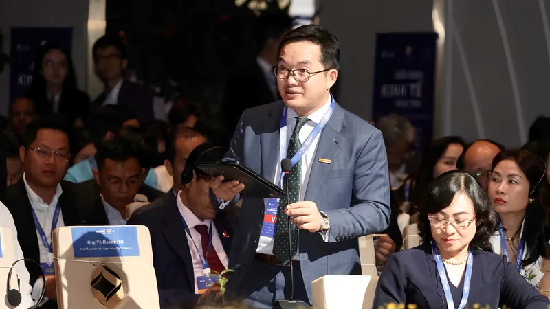 Ông Võ Hoàng Hải, Phó Tổng giám đốc Nam A Bank phát biểu tại chương trình