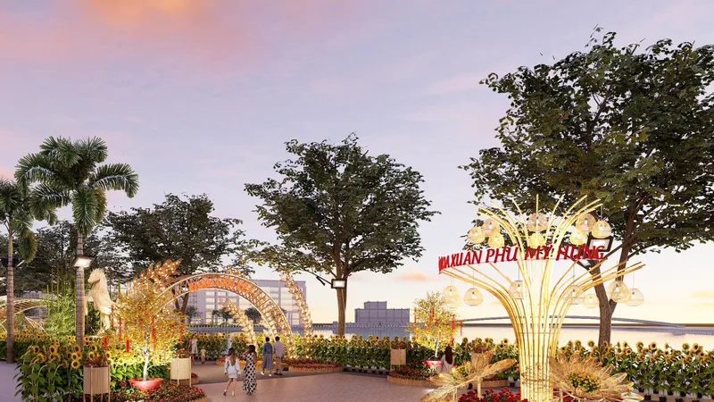 Phối cảnh Hội Hoa Xuân Phú Mỹ Hưng Tết Bính Ngọ 2026