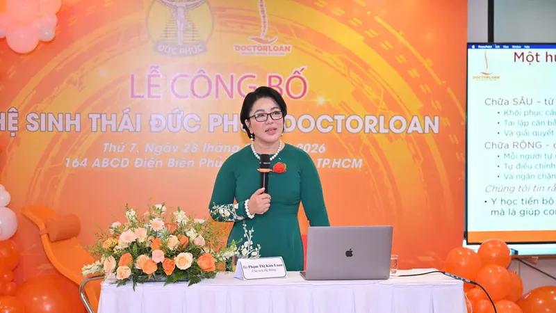 Bà Phạm Thị Kim Loan phát biểu tại lễ công bố