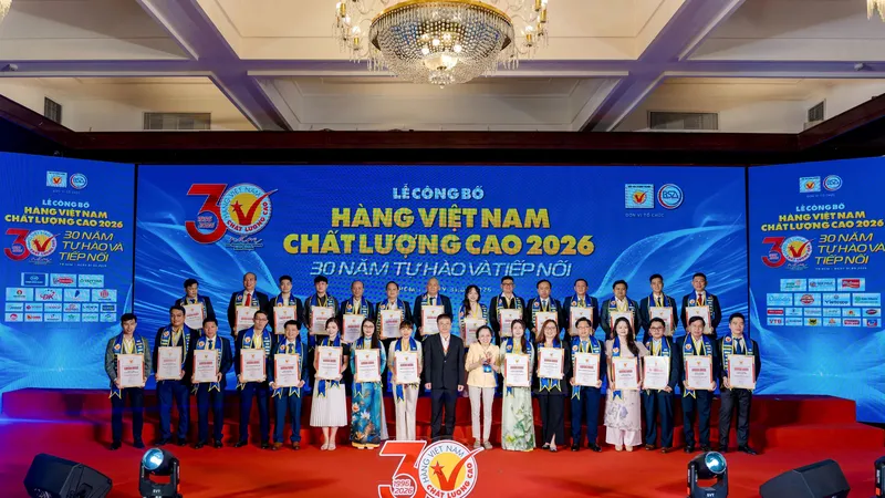 Toàn cảnh buổi Lễ công bố và trao chứng nhận “Hàng Việt Nam chất lượng cao 2026”