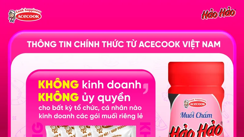 Muối chấm Hảo Hảo quy cách hũ là sản phẩm gia vị độc lập duy nhất được Acecook Việt Nam sản xuất và phân phối