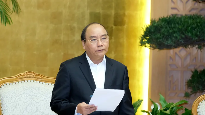 Thủ tướng Nguyễn Xuân Phúc phát biểu khai mạc phiên họp Chính phủ tháng 2. Ảnh: VGP