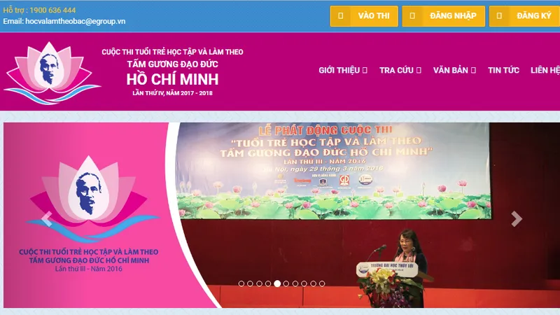  Thí sinh làm bài trắc nghiệm trực tuyến trên trang điện tử http://hocvalamtheobac.vn ở vòng thi thứ nhất 