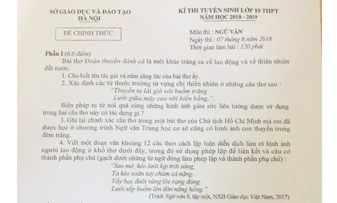 Công an Hà Nội vào cuộc xác minh thông tin lọt đề thi Ngữ văn tuyển sinh lớp 10