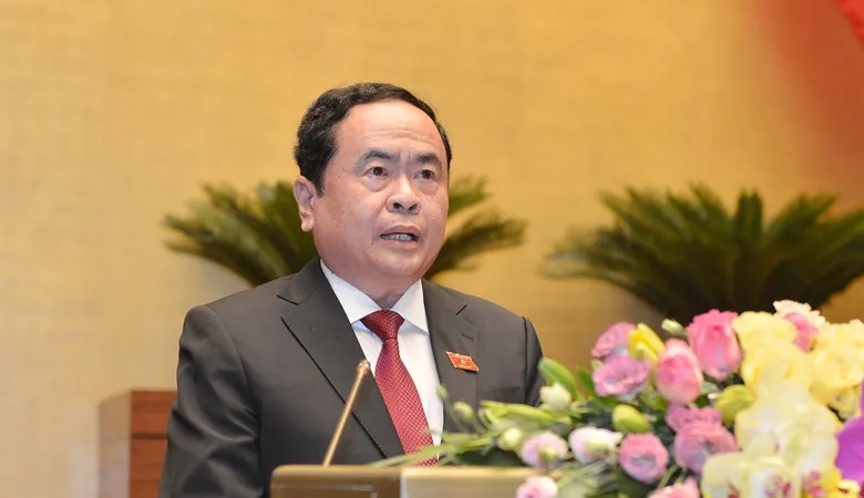 Chủ tịch Ủy ban Trung ương MTTQ Việt Nam Trần Thanh Mẫn trình bày báo cáo trước Quốc hội, sáng 20-5-2020. Ảnh: QUOCHOI
