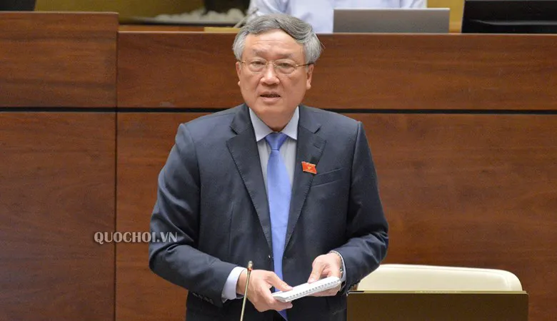 Chánh án Tòa án nhân dân Tối cao Nguyễn Hòa Bình tại phiên họp Quốc hội sáng 25-5-2020. Ảnh: QUOCHOI