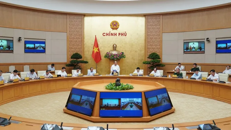 Thường trực Chính phủ họp về công tác phòng chống dịch Covid-19. Ảnh: QUANG PHÚC