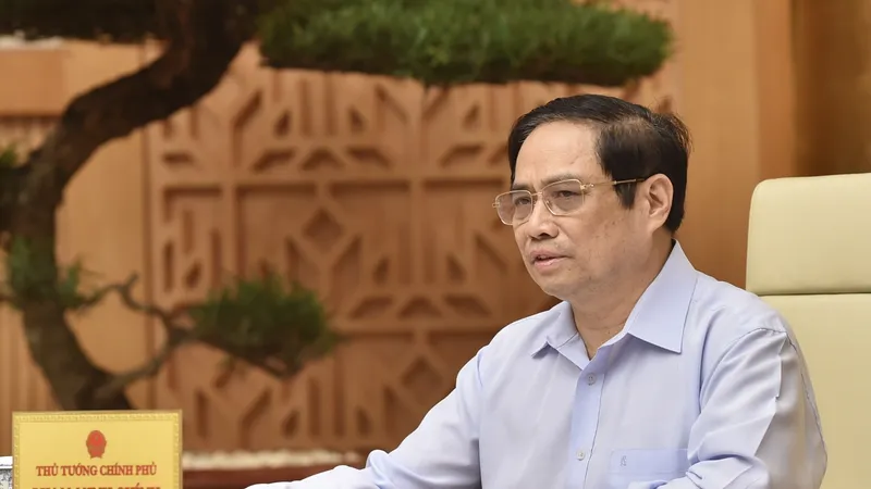 Thủ tướng Phạm Minh Chính chủ trì hội nghị trực tuyến toàn quốc. Ảnh: VIẾT CHUNG