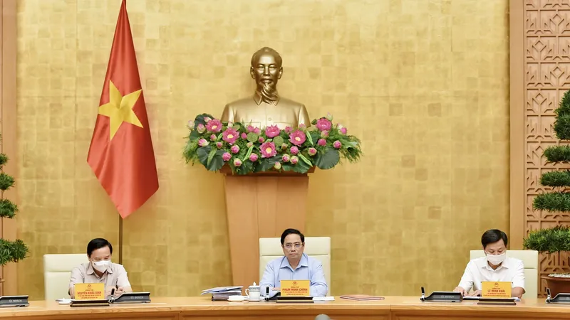 Thủ tướng Phạm Minh Chính chủ trì cuộc họp. Ảnh: VIẾT CHUNG