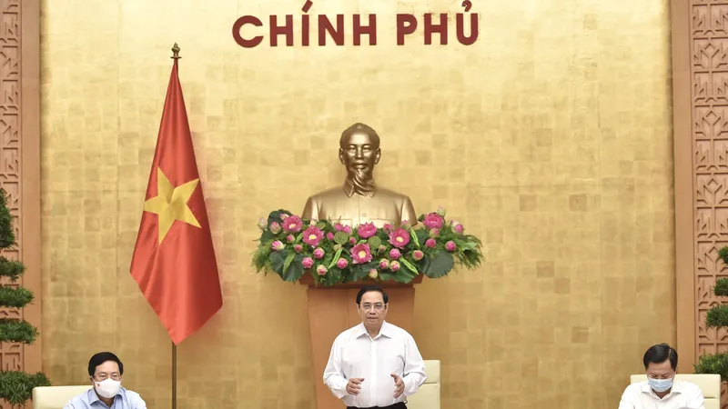 Thủ tướng Phạm Minh Chính chủ trì phiên họp Chính phủ thường kỳ tháng 8 năm 2021. Ảnh: VIẾT CHUNG
