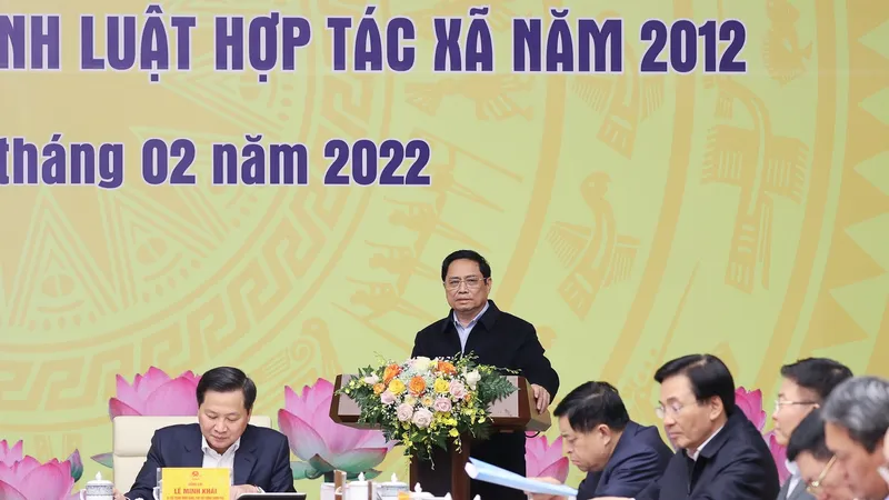 Thủ tướng Chính phủ Phạm Minh Chính kết luận hội nghị về kinh tế tập thể. Ảnh: VIẾT CHUNG