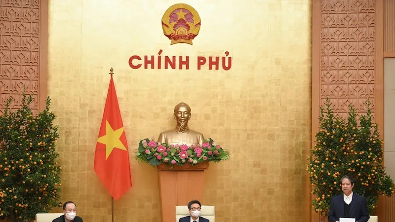 Bộ trưởng Bộ GD-ĐT Nguyễn Kim Sơn báo cáo tại cuộc họp