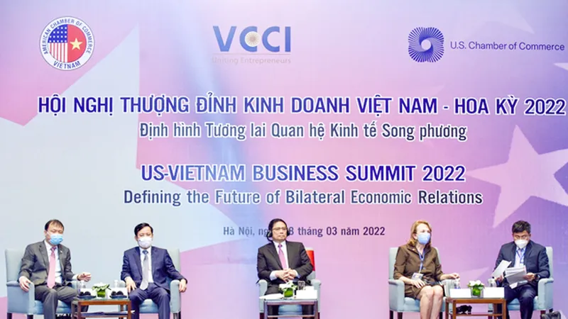 Thủ tướng Phạm Minh Chính dự và phát biểu tại Hội nghị Thượng đỉnh Kinh doanh Việt Nam - Hoa Kỳ năm 2022. Ảnh: VIẾT CHUNG