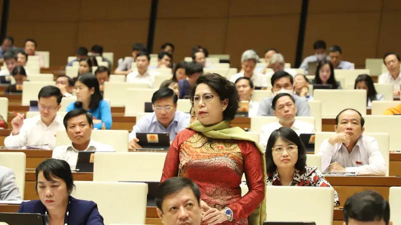 Đại biểu Tô Thị Bích Châu (TPHCM) chất vấn sáng 8-6. Ảnh: QUANG PHÚC