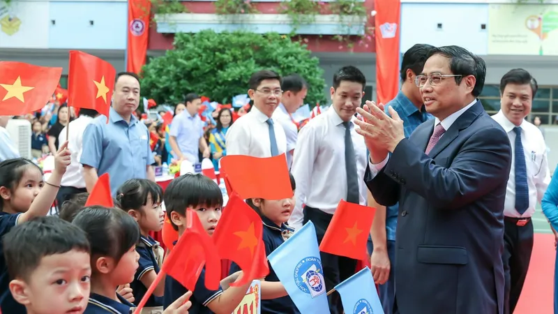 Lễ khai giảng năm học 2022-2023 tại Trường tiểu học Quan Hoa, quận Cầu Giấy, Hà Nộii. ẢNH: VIẾT CHUNG