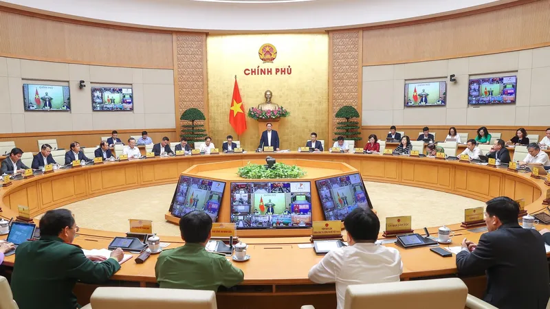 Thủ tướng Phạm Minh Chính chủ trì hội nghị trực tuyến toàn quốc về công tác truyền thông chính sách. Ảnh: VIẾT CHUNG