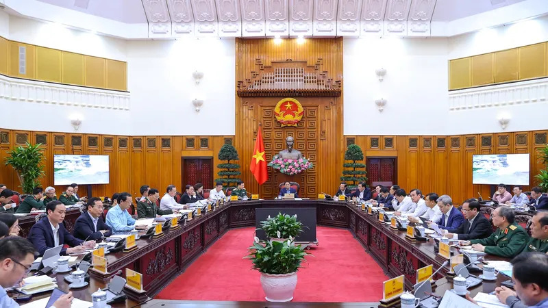 Thủ tướng Phạm Minh Chính chủ trì Phiên họp thứ nhất Ban Chỉ đạo Phòng thủ dân sự quốc gia. Ảnh: VIẾT CHUNG