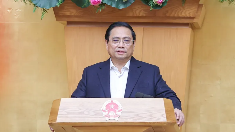 Thủ tướng Phạm Minh Chính chủ trì phiên họp Chính phủ chuyên đề về xây dựng pháp luật tháng 3 năm 2023. Ảnh: VIẾT CHUNG