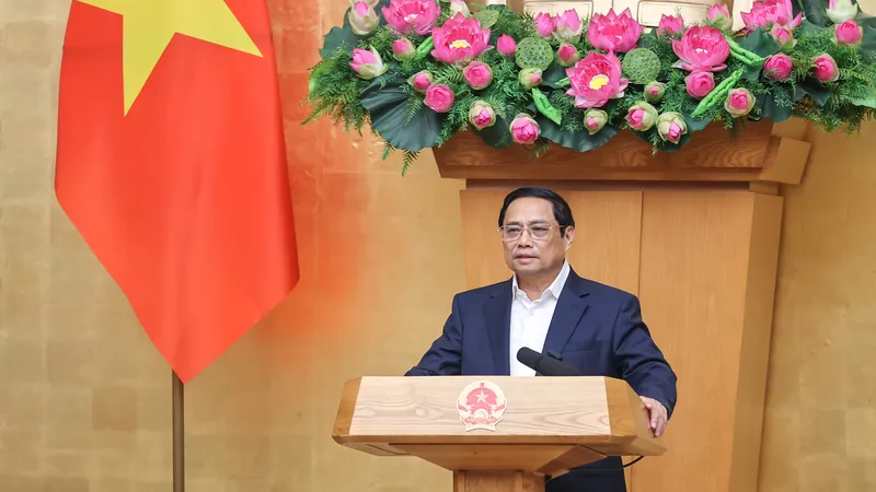 Thủ tướng Phạm Minh Chính phát biểu tại phiên họp Chính phủ thường kỳ tháng 4-2023. Ảnh: VIẾT CHUNG