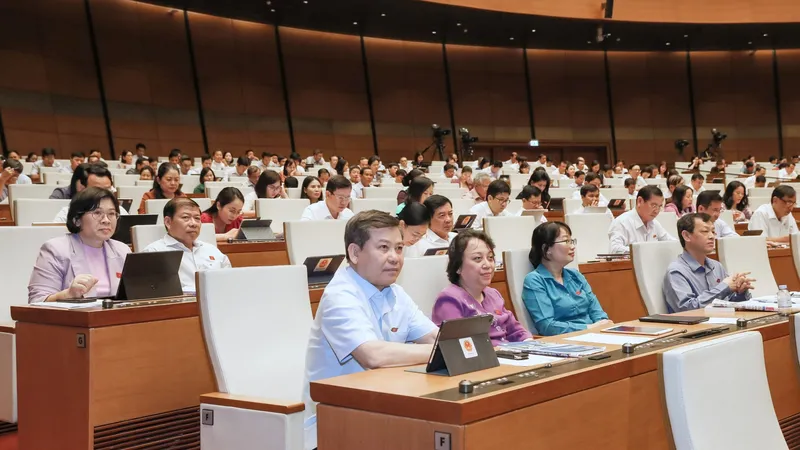 Đoàn đại biểu Quốc hội TPHCM dự họp tại Hội trường Diên Hồng sáng 24-5. Ảnh: QUANG PHÚC