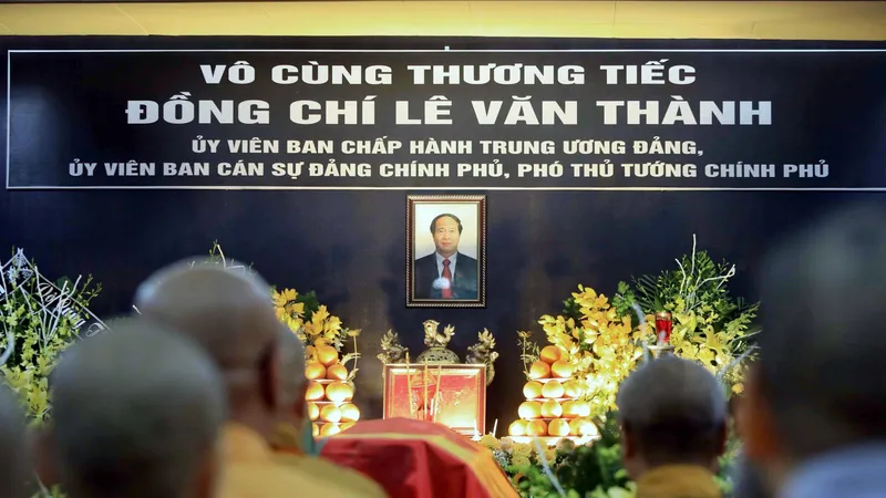 Lễ truy điệu đồng chí Lê Văn Thành, Ủy viên Trung ương Đảng, Ủy viên Ban Cán sự Đảng Chính phủ, Phó Thủ tướng Chính phủ sáng 26-8. Ảnh: VIẾT CHUNG