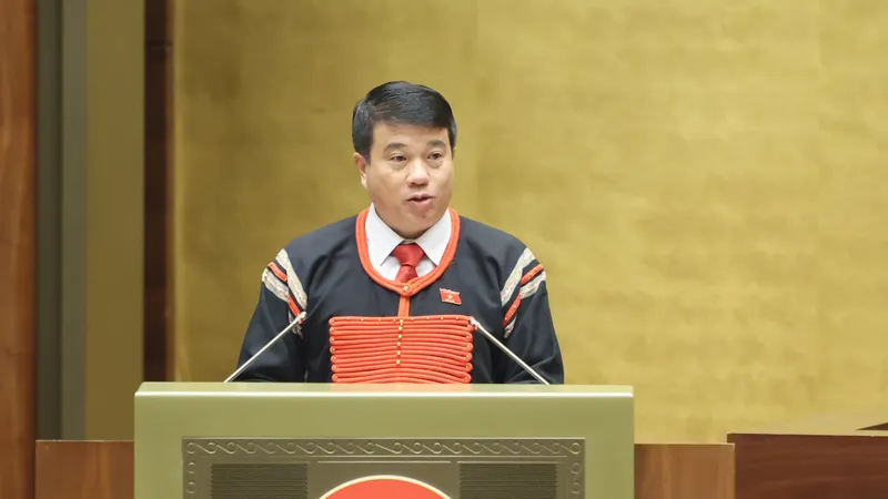 Chủ tịch Hội đồng Dân tộc của Quốc hội Y Thanh Hà Niê Kđăm trình bày báo cáo. Ảnh: QUANG PHÚC