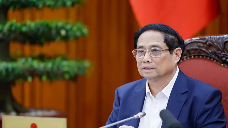 Thủ tướng Phạm Minh Chính tại phiên họp thứ nhất của Ban Chỉ đạo tổng kết 20 năm thực hiện mô hình tổ chức bộ máy của Chính phủ, chiều 6-8. Ảnh VIẾT CHUNG
