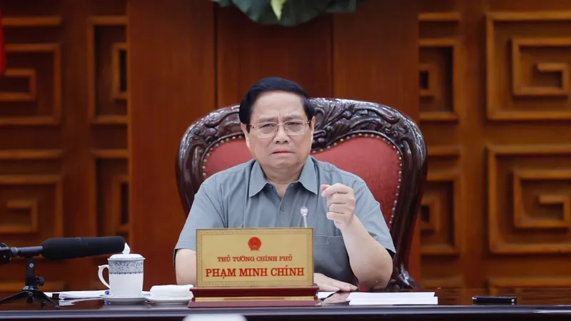 Thủ tướng Phạm Minh Chính phát biểu tại cuộc họp Thường trực Chính phủ về bảo đảm cung ứng điện, năng lượng. Ảnh: VIẾT CHUNG