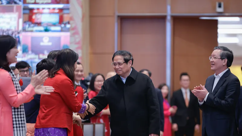 Thủ tướng Phạm Minh Chính dự hội nghị đối thoại với nông dân. Ảnh: VIẾT CHUNG