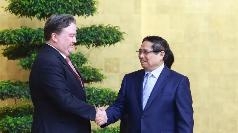 Thủ tướng Phạm Minh Chính tiếp Đại sứ Hoa Kỳ tại Việt Nam Marc Knapper, chiều 13-3. Ảnh: VIẾT CHUNG