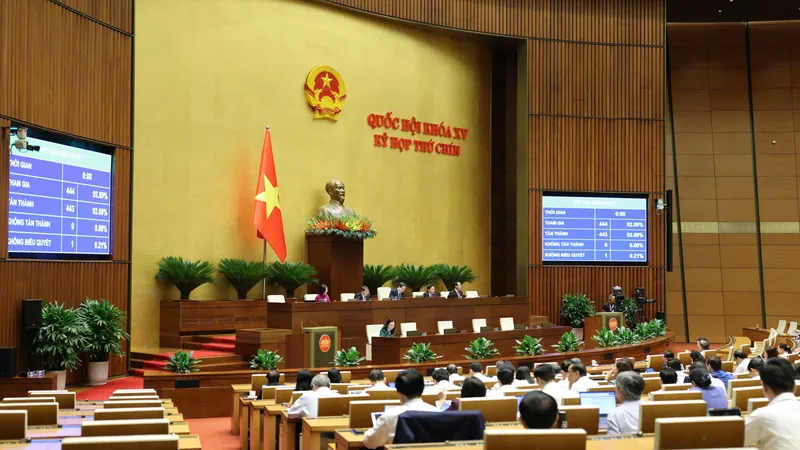 Quốc hội thông qua Nghị quyết của Quốc hội về miễn thuế sử dụng đất nông nghiệp. Ảnh: QUANG PHÚC