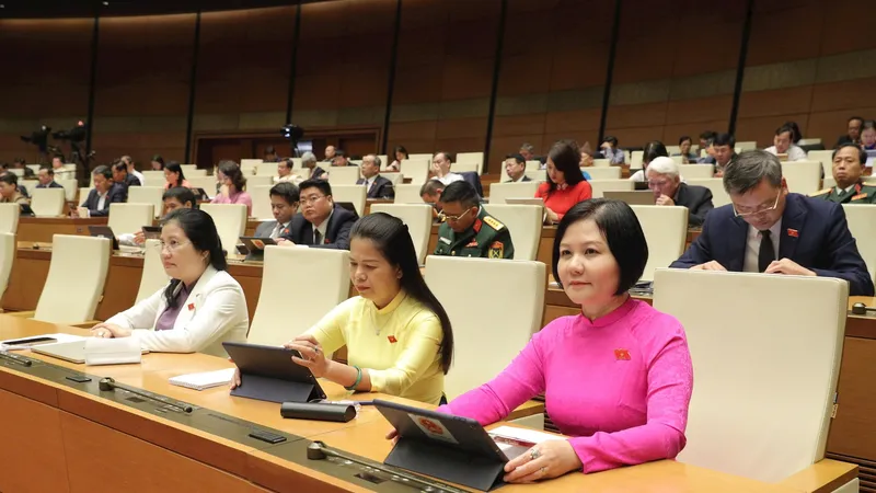 Các đại biểu dự họp, sáng 27-6