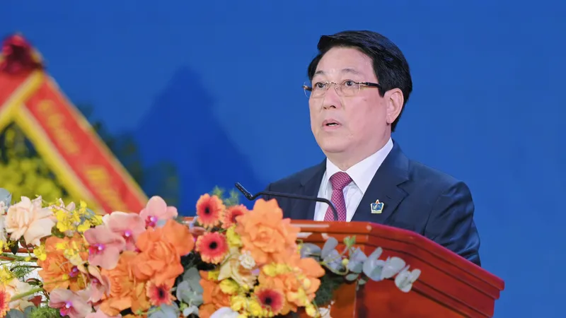 Chủ tịch nước Lương Cường phát biểu tại sự kiện. Ảnh: VIẾT CHUNG
