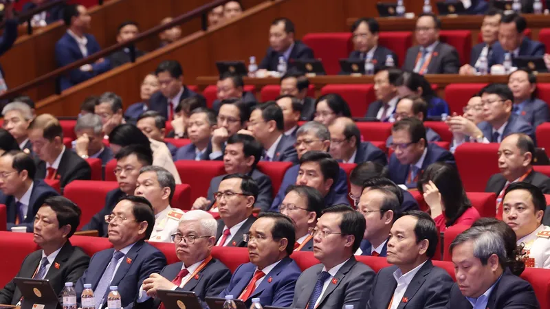 Đoàn đại biểu Đảng bộ Thành phố Hồ Chí Minh dự phiên thảo luận tại Đại hội đại biểu toàn quốc lần thứ XIV của Đảng. Ảnh TTXVN