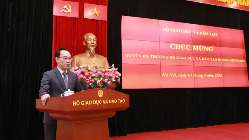 Quyền Bộ trưởng Bộ GD-ĐT Hoàng Minh Sơn phát biểu tại hội nghị giao ban công tác tháng 2 năm 2026 của Bộ GD-ĐT