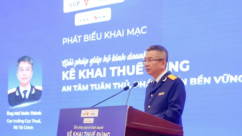 Ông Mai Xuân Thành, Cục trưởng Cục Thuế (Bộ Tài chính) phát biểu tại hội thảo