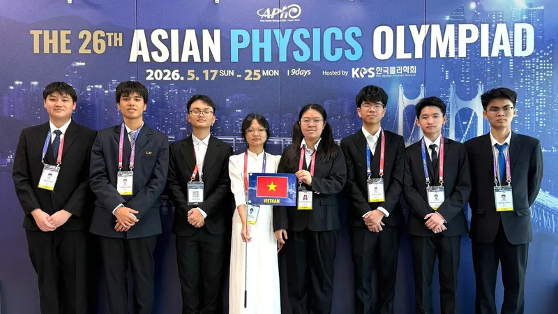 Đội tuyển quốc gia Việt Nam đạt thành tích cao tại Olympic Vật lý châu Á 2026. Ảnh: Bộ GD-ĐT
