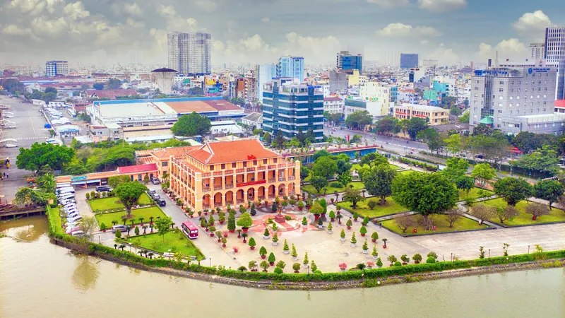Bến Nhà Rồng, TPHCM nhìn từ trên cao. Ảnh: HOÀNG HÙNG