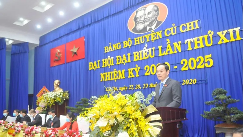 Đồng chí Trần Lưu Quang phát biểu tại Đại hội. Ảnh: CAO THĂNG