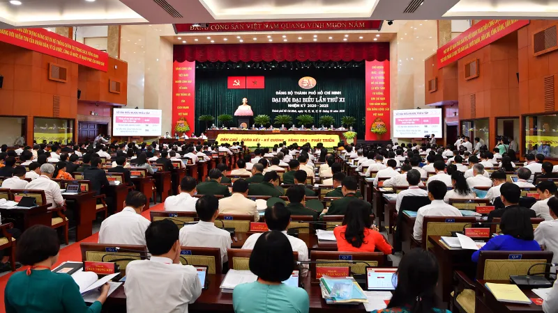 Sáng 14-10, Đại hội đại biểu Đảng bộ TPHCM lần thứ XI nhiệm kỳ 2020-2025 họp phiên trù bị. Ảnh: VIỆT DŨNG