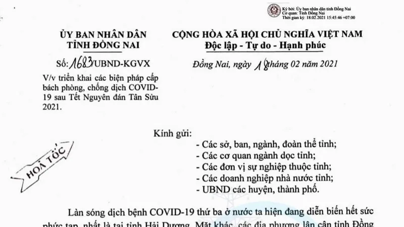 Đồng Nai: Người đứng đầu phải chịu trách nhiệm về hiệu quả phòng, chống dịch Covid-19