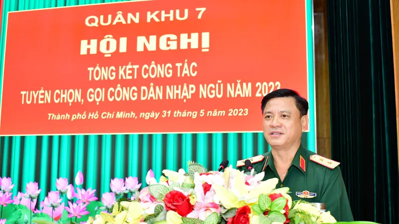 Trung tướng Nguyễn Trường Thắng phát biểu kết luận hội nghị