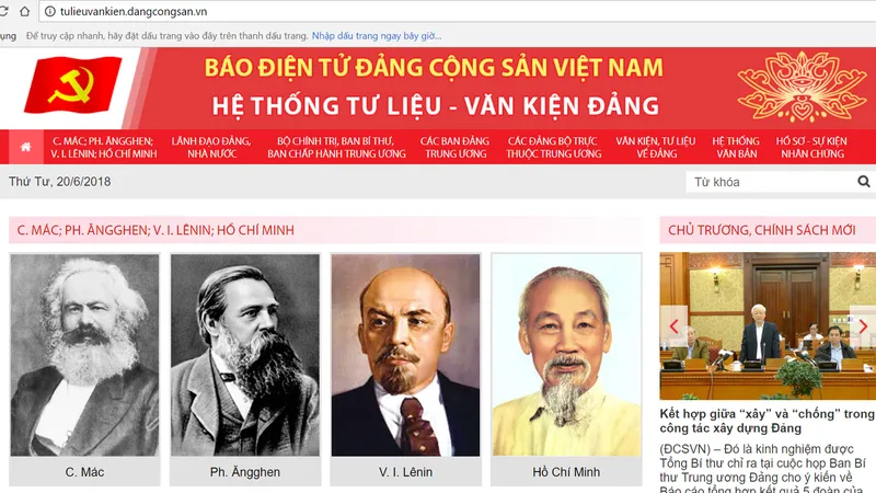 Ra mắt giao diện mới “Hệ thống Tư liệu - Văn kiện Đảng” trên mạng internet