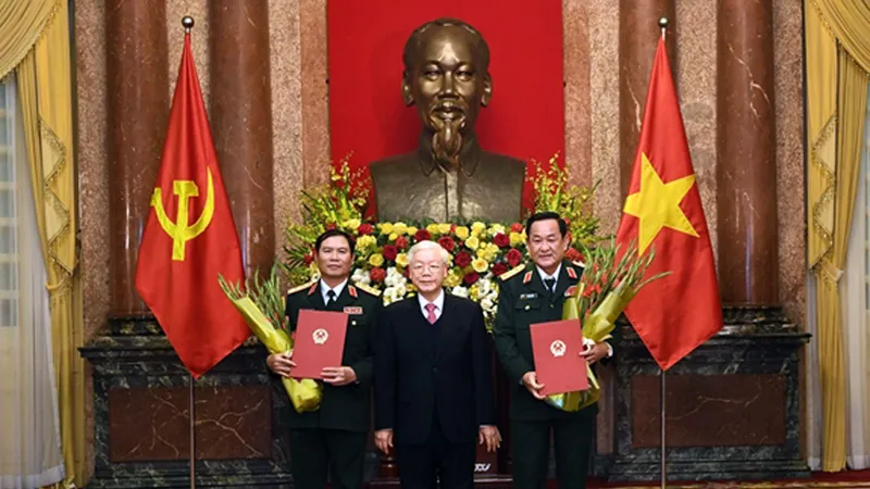Trao Quyết định thăng quân hàm từ Trung tướng lên Thượng tướng cho 2 Thứ trưởng Bộ Quốc phòng